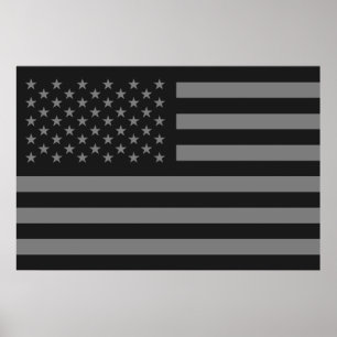 American Flag Black Grey Poster