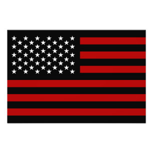 American Flag Black Red White Photo Print