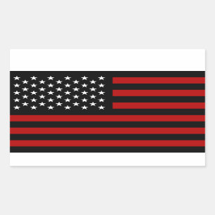American Flag Black Red White Rectangular Sticker
