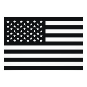 American Flag Black White Photo Print