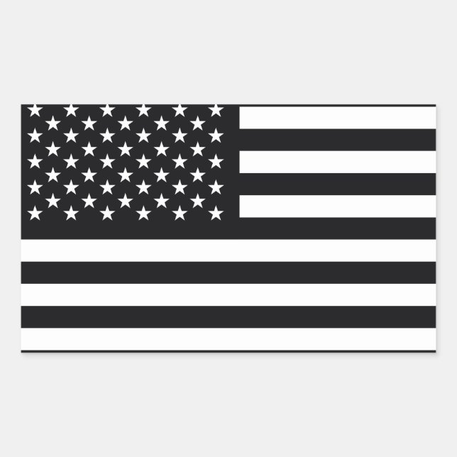 American Flag Black White Rectangular Sticker (Front)