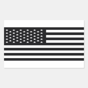 American Flag Black White Rectangular Sticker