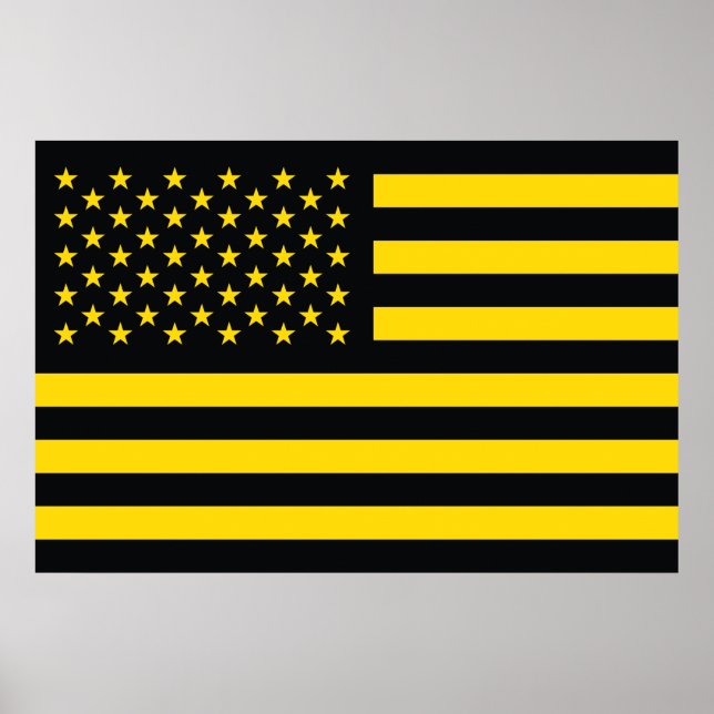 American Flag Black Yellow Poster (Front)