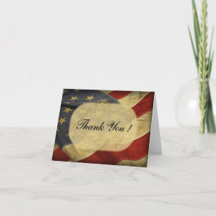 American Flag Blank Inside Thank You Card