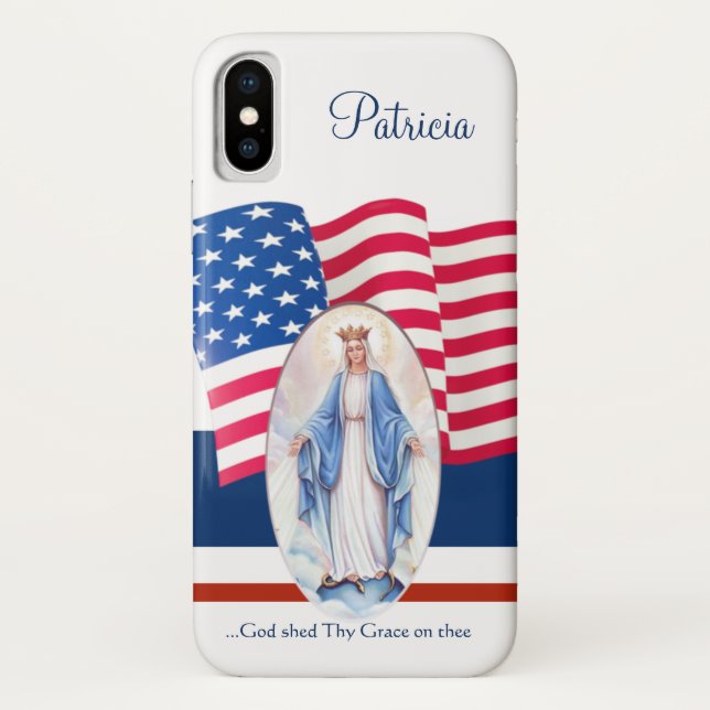 American Flag Blessed Virgin Mary Case-Mate iPhone Case (Back)