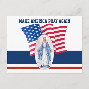 American Flag Blessed Virgin Mary Postcard