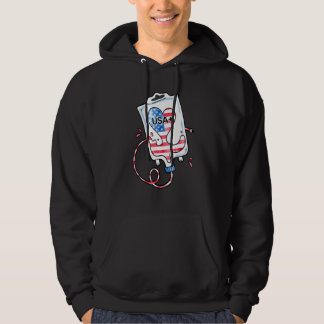 American Flag Blood Type USA Patriotic Nurse 4th O Hoodie