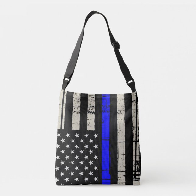 American Flag Blue Line Crossbody Bag (Back)