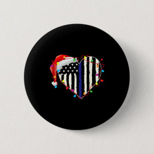 American Flag Blue Line Santa Hat Lice Christmas P 6 Cm Round Badge