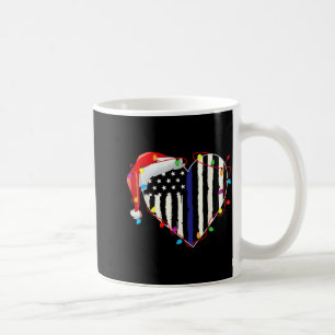 American Flag Blue Line Santa Hat Lice Christmas P Coffee Mug