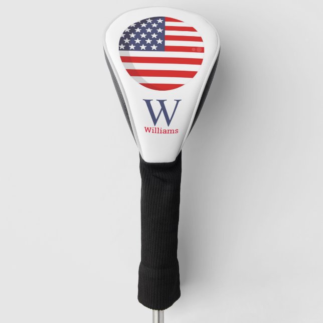 AMERICAN FLAG Blue Monogram  Golf Head Cover (Front)