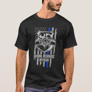 American Flag Blue Thin Line Apparel School Resour T-Shirt