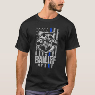 American Flag Blue Thin Line Baliff Apparel Law En T-Shirt