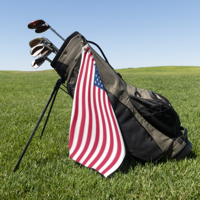 American Flag Blurred  Golf Towel (Green)