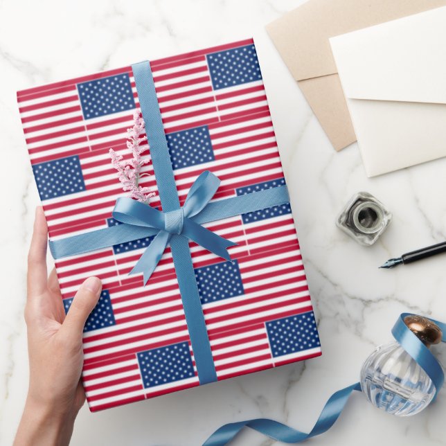 American Flag Blurred  Wrapping Paper (Gifting)
