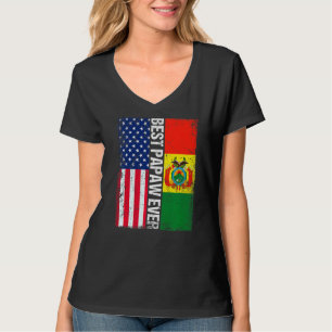 American Flag & Bolivia Flag Best Papaw Ever Famil T-Shirt