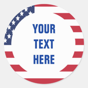 American Flag Border custom text Classic Round Sticker