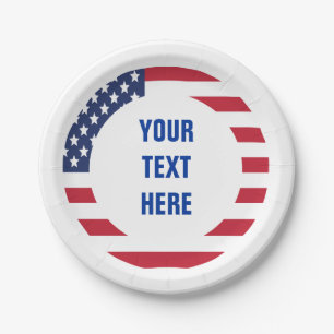 American Flag Border custom text Paper Plate