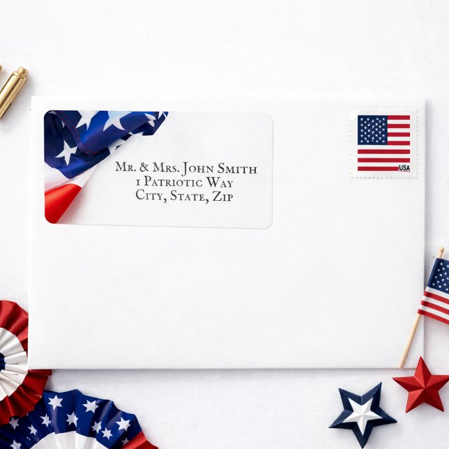 American Flag Border Return Address Label (Creator Uploaded)
