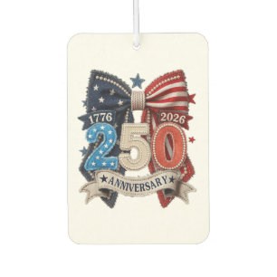American Flag Bow 250th Anniversary Patriotic Car Air Freshener