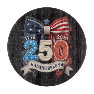American Flag Bow 250th Anniversary Patriotic Cutting Board