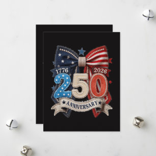 American Flag Bow 250th Anniversary Patriotic Holiday Card