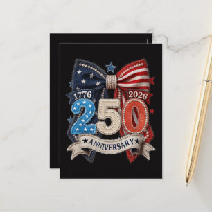 American Flag Bow 250th Anniversary Patriotic Holiday Postcard
