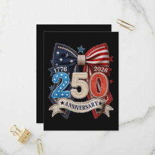 American Flag Bow 250th Anniversary Patriotic Invitation Postcard