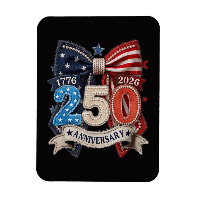 American Flag Bow 250th Anniversary Patriotic  Magnet (Vertical)