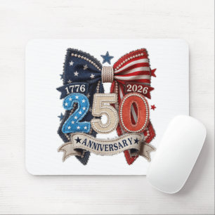 American Flag Bow 250th Anniversary Patriotic Mouse Mat