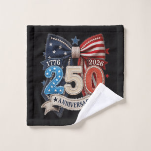 American Flag Bow 250th Anniversary Patriotic Wash Cloth