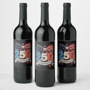 American Flag Bow 250th Anniversary Patriotic Wine Label