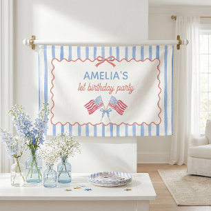 American Flag Bow Girl Birthday Banner