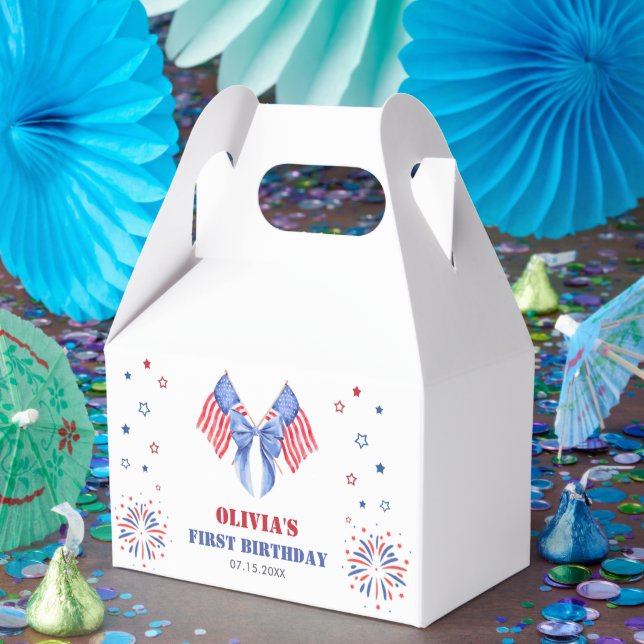 American Flag Bow Girl Birthday Favour Box (Party)
