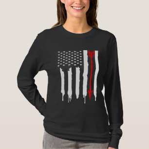 American Flag Bow Hunter Archery Arrow T-Shirt
