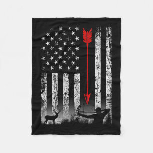 American Flag Bow Hunting Patriotic Design On Byck Fleece Blanket