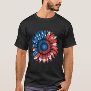 American Flag Bow Tie 4th Of July Girls Patriotic T-Shirt