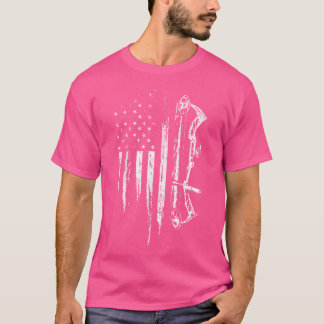 American Flag Bowhunting Bow Archery For Deer Hunt T-Shirt