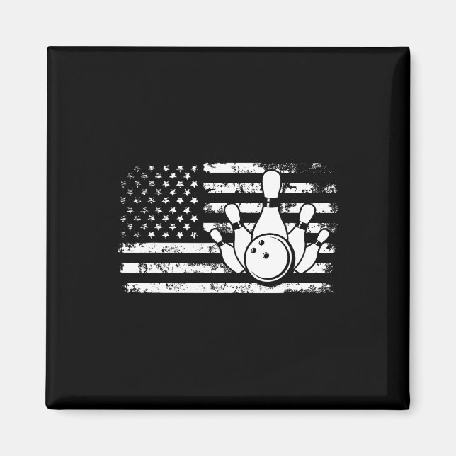 American Flag Bowler Bowling  Magnet (Front)