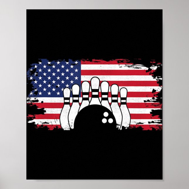 American Flag Bowling Apparel - Bowling  Poster (Front)