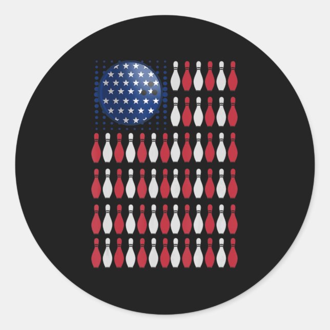 American Flag Bowling   Bowler Gifts For Bowling T Classic Round Sticker (Front)