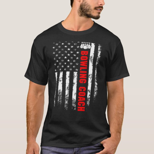 American Flag Bowling Coach Backside T-Shirt (Front)