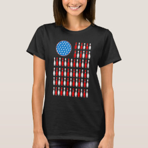 American Flag Bowling Funny Bowler Bowling Team T-Shirt