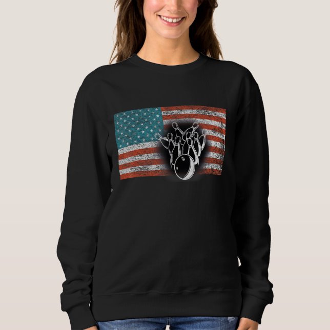 American Flag Bowling Usa Flag Bowling Sweatshirt (Front)