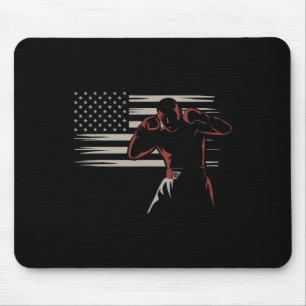 American Flag Boxer Vintage Style Boxing Enthusias Mouse Mat