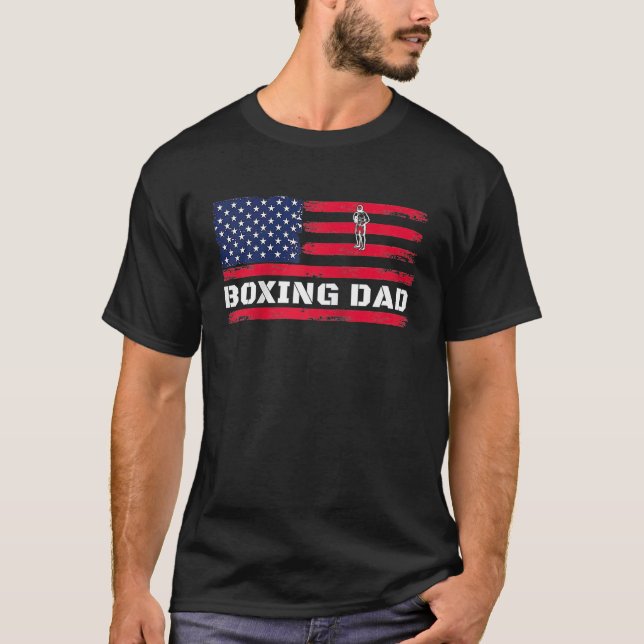 American Flag Boxing Dad Father's Day Raglan Baseb T-Shirt (Front)