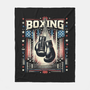 American Flag Boxing Distressed - Boxer Vintage Bo Fleece Blanket