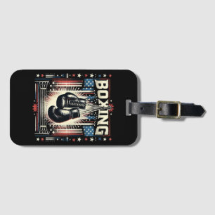American Flag Boxing Distressed - Boxer Vintage Bo Luggage Tag