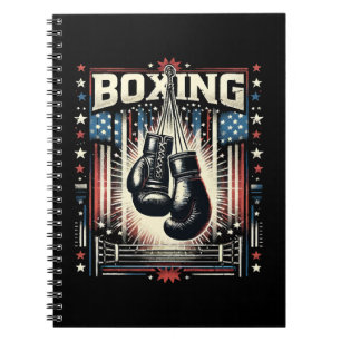 American Flag Boxing Distressed - Boxer Vintage Bo Notebook