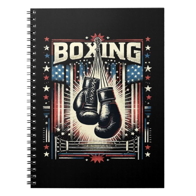 American Flag Boxing Distressed - Boxer Vintage Bo Notebook (Front)